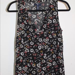 Pretty black floral vest tank top style